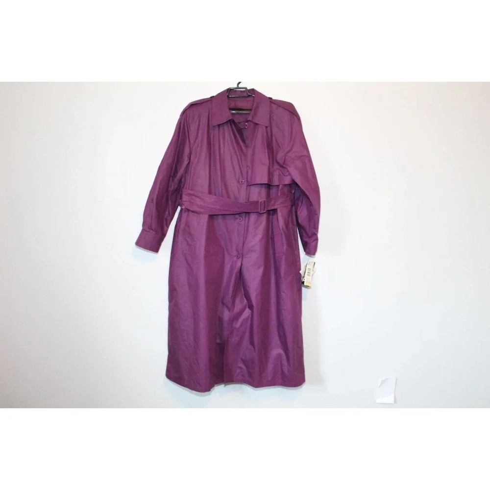NWT London Fog Marta Trench Coat Royal Amethyst Purple Women's Size 16 H14297 - Picture 2 of 16